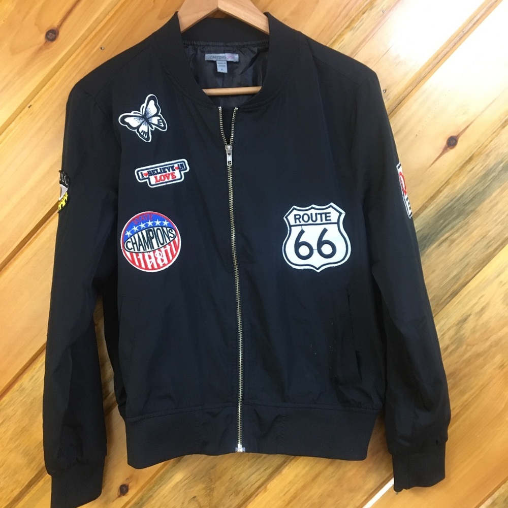 2/$12 F21 bomber jacket with patches